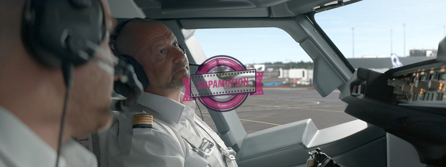 Commercial aircraft pilots going through check list at the airport before flight