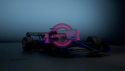 Silhouette of a modern generic sports racing car standing in a dark garage