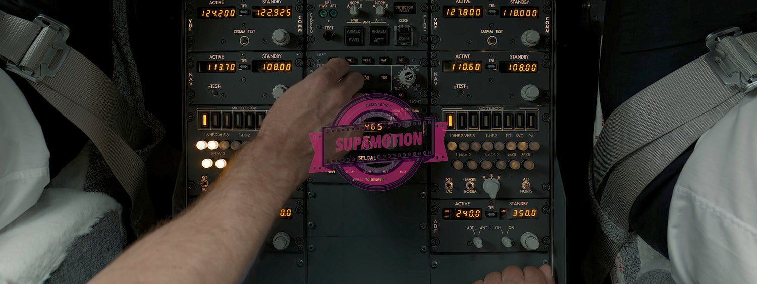 Commercial aircraft pilots adjusting radio channel parameters during the flight