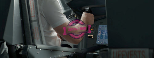 Commercial aircraft pilots controlling the plane during flight at high altitude