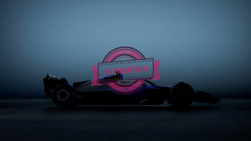 Silhouette of a modern generic sports racing car standing in a dark garage